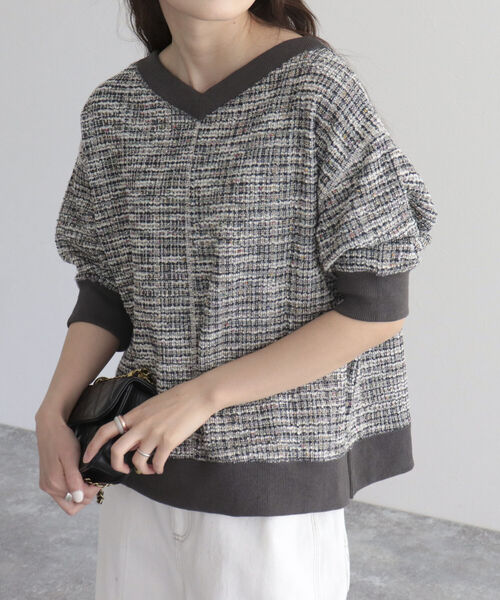 fredy emue（フレディエミュ）の「ツィードニットソープルオーバー（Tシャツ/カットソー・レディース・ブラック系その他/ブルー系その他/イエロー系その他・38）」の6枚目の写真