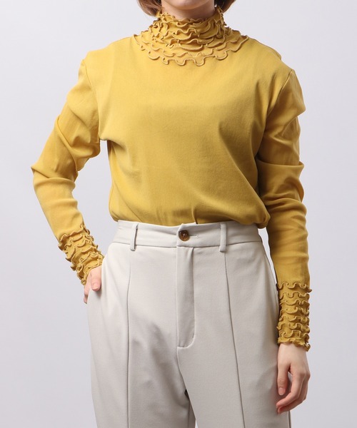 tシャツ BRODIAEA 長袖チュールシアートップス ８段メロー レディース tシャツ BRODIAEA 長袖チュールシアートップス 8段メロー