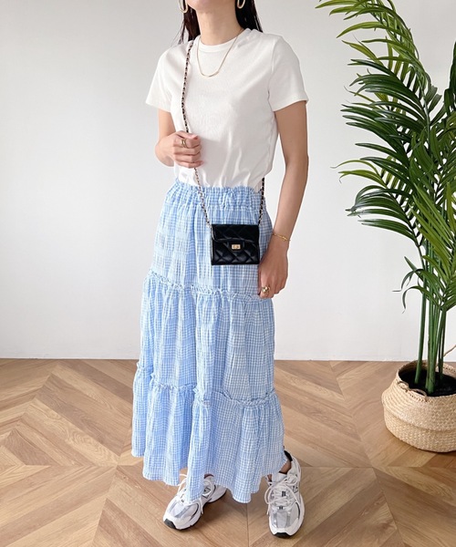 MYMOOD.（マイムード）の「ギンガムチェックティアードマキシスカート（スカート・レディース・ブラック/ブルー・FREE）」の15枚目の写真