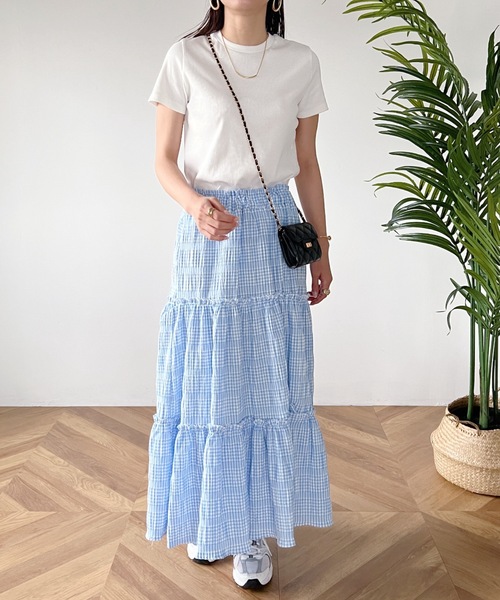 MYMOOD.（マイムード）の「ギンガムチェックティアードマキシスカート（スカート・レディース・ブラック/ブルー・FREE）」の16枚目の写真