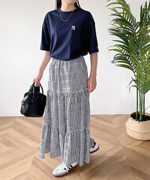 MYMOOD.（マイムード）の「ギンガムチェックティアードマキシスカート（スカート・レディース・ブラック/ブルー・FREE）」の7枚目の写真