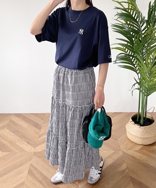 MYMOOD.（マイムード）の「ギンガムチェックティアードマキシスカート（スカート・レディース・ブラック/ブルー・FREE）」の22枚目の写真
