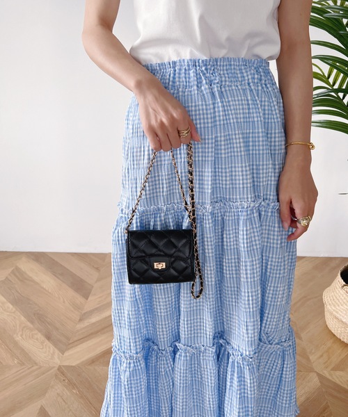 MYMOOD.（マイムード）の「ギンガムチェックティアードマキシスカート（スカート・レディース・ブラック/ブルー・FREE）」の18枚目の写真