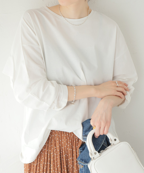 B.C STOCK(ベーセーストック)の「ヨークフレアー カットプルオーバー(Tシャツ/カットソー・レディース・ホワイト/ブラック・FREE)」の1枚目の写真