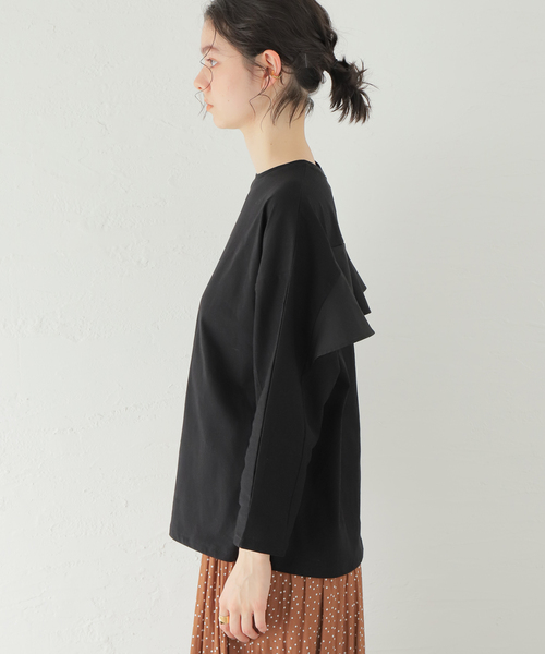 B.C STOCK(ベーセーストック)の「ヨークフレアー カットプルオーバー(Tシャツ/カットソー・レディース・ホワイト/ブラック・FREE)」の7枚目の写真
