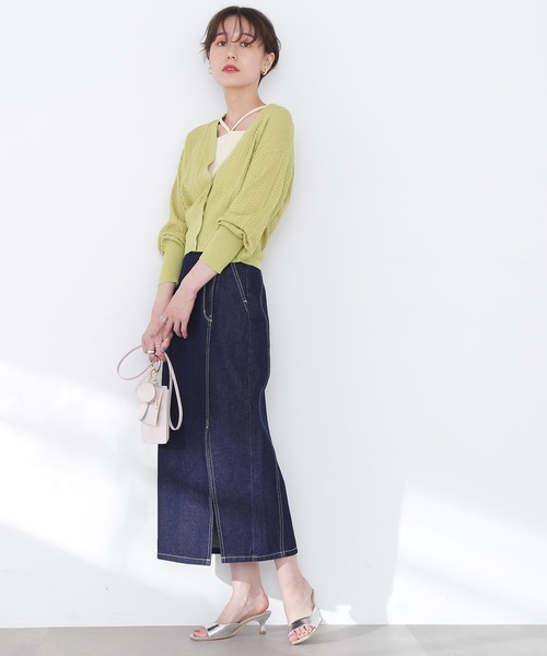 N.(N. Natural Beauty Basic)(エヌエヌナチュラルビューティーベーシック)の「【S Size Line】◆サイドスリットデニムスカート(デニムスカート・レディース・オフホワイト/ワンウォッシュ・SMALL/MEDIUM)」の10枚目の写真