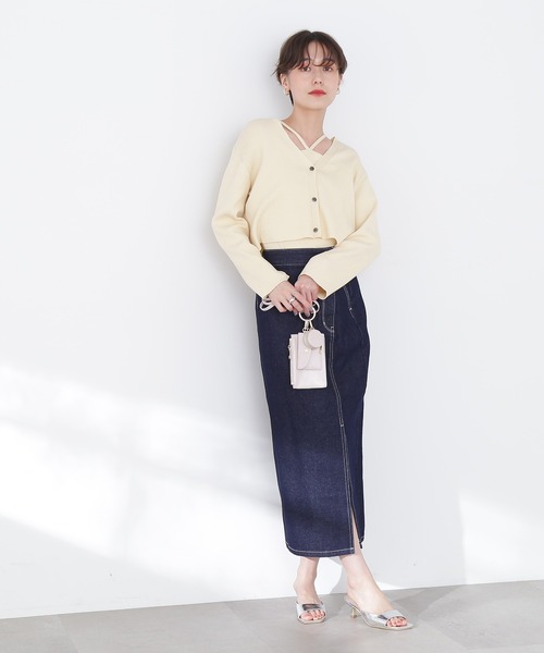 N.(N. Natural Beauty Basic)(エヌエヌナチュラルビューティーベーシック)の「【S Size Line】◆サイドスリットデニムスカート(デニムスカート・レディース・オフホワイト/ワンウォッシュ・SMALL/MEDIUM)」の6枚目の写真