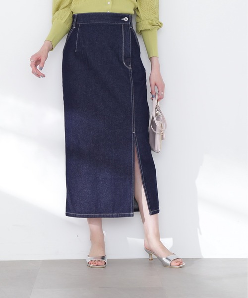 N.(N. Natural Beauty Basic)(エヌエヌナチュラルビューティーベーシック)の「【S Size Line】◆サイドスリットデニムスカート(デニムスカート・レディース・オフホワイト/ワンウォッシュ・SMALL/MEDIUM)」の3枚目の写真
