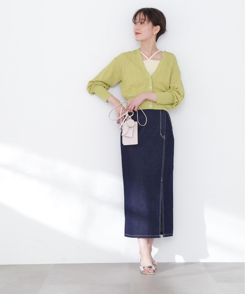 N.(N. Natural Beauty Basic)(エヌエヌナチュラルビューティーベーシック)の「【S Size Line】◆サイドスリットデニムスカート(デニムスカート・レディース・オフホワイト/ワンウォッシュ・SMALL/MEDIUM)」の8枚目の写真