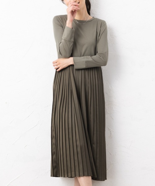 aunt lily(アントリリー)の「プリーツドッキングマルチワンピース(ワンピース・レディース・ライトグレー/カーキ・11号/13号/15号/9号)」の1枚目の写真