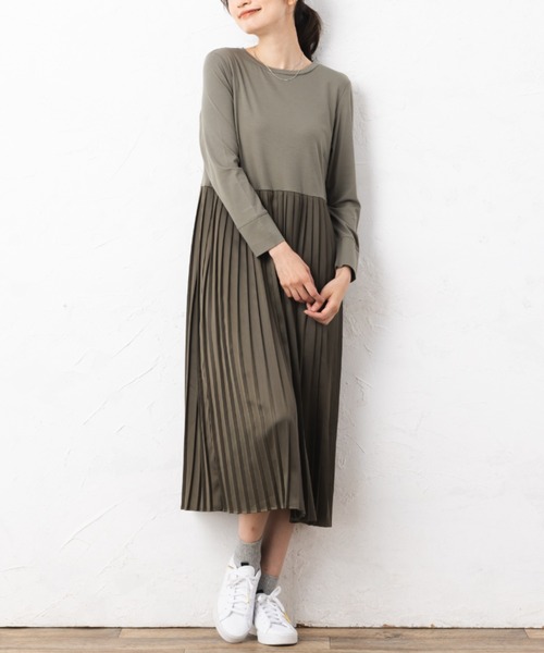 aunt lily(アントリリー)の「プリーツドッキングマルチワンピース(ワンピース・レディース・ライトグレー/カーキ・11号/13号/15号/9号)」の10枚目の写真