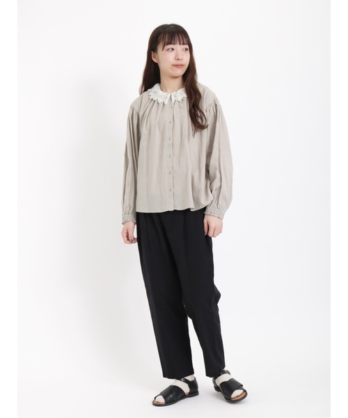 Samansa Mos2（サマンサ モスモス）の「【リンネル5月号掲載アイテム】【UVカット】毎日履きたい楽ちんパンツ（その他パンツ・レディース・ブラック/オフホワイト/ベージュ/キナリ・ﾌﾘ-）」の10枚目の写真