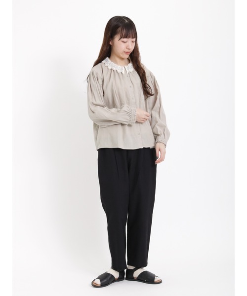 Samansa Mos2（サマンサ モスモス）の「【リンネル5月号掲載アイテム】【UVカット】毎日履きたい楽ちんパンツ（その他パンツ・レディース・ブラック/オフホワイト/ベージュ/キナリ・ﾌﾘ-）」の11枚目の写真