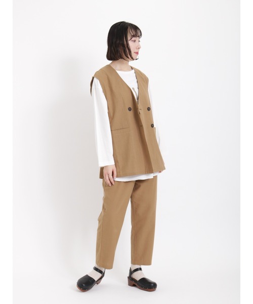 Samansa Mos2（サマンサ モスモス）の「【リンネル5月号掲載アイテム】【UVカット】毎日履きたい楽ちんパンツ（その他パンツ・レディース・ブラック/オフホワイト/ベージュ/キナリ・ﾌﾘ-）」の20枚目の写真