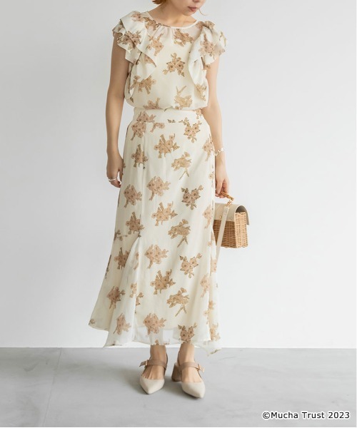 RANDA（ランダ）の「【Mucha×RANDA】フラワープリントスカート（スカート・レディース・クリーム/オレンジ・0/1）」の17枚目の写真