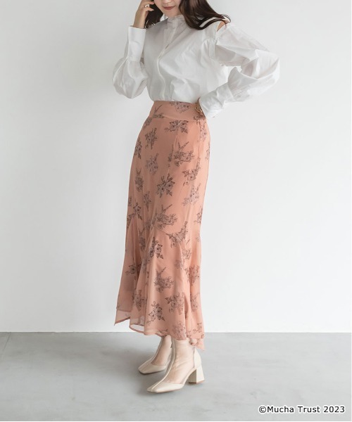 RANDA（ランダ）の「【Mucha×RANDA】フラワープリントスカート（スカート・レディース・クリーム/オレンジ・0/1）」の10枚目の写真