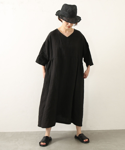 JOURNAL STANDARD LUXE(ジャーナルスタンダード ラックス)の「40リネン Vネックワンピース(ワンピース・レディース・ブルー/ブラック/ホワイト・FREE)」の20枚目の写真