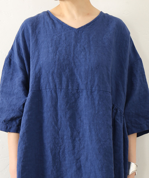 JOURNAL STANDARD LUXE(ジャーナルスタンダード ラックス)の「40リネン Vネックワンピース(ワンピース・レディース・ブルー/ブラック/ホワイト・FREE)」の15枚目の写真