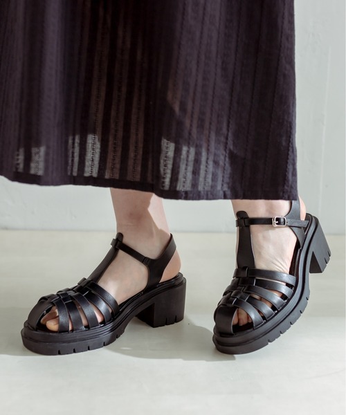 OLIVE des OLIVE（オリーブデオリーブ）の「ヒールアップグルカサンダル　1031130120（サンダル・レディース・ブラック/アイボリー・SMALL/MEDIUM/LARGE）」の12枚目の写真