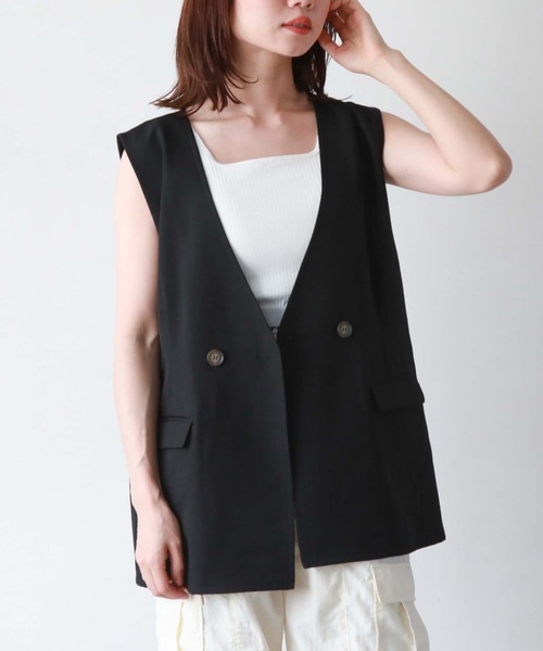 archives（アルシーヴ）の「ノーカラーダブルベスト（その他アウター・レディース・ブラック/ベージュ/モカ・MEDIUM）」の14枚目の写真