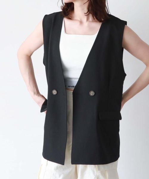 archives（アルシーヴ）の「ノーカラーダブルベスト（その他アウター・レディース・ブラック/ベージュ/モカ・MEDIUM）」の15枚目の写真