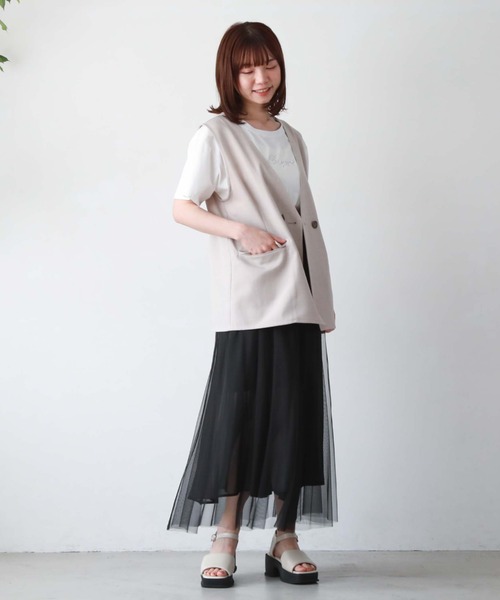 archives（アルシーヴ）の「ノーカラーダブルベスト（その他アウター・レディース・ブラック/ベージュ/モカ・MEDIUM）」の12枚目の写真