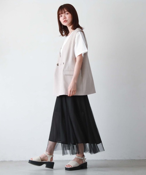 archives（アルシーヴ）の「ノーカラーダブルベスト（その他アウター・レディース・ブラック/ベージュ/モカ・MEDIUM）」の13枚目の写真