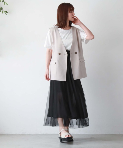 archives（アルシーヴ）の「ノーカラーダブルベスト（その他アウター・レディース・ブラック/ベージュ/モカ・MEDIUM）」の11枚目の写真