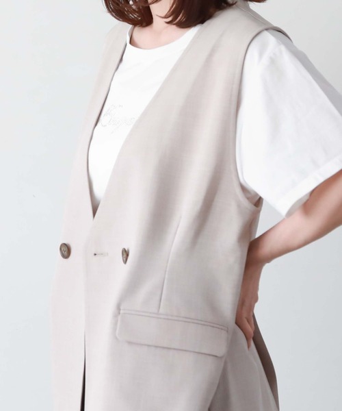 archives（アルシーヴ）の「ノーカラーダブルベスト（その他アウター・レディース・ブラック/ベージュ/モカ・MEDIUM）」の9枚目の写真