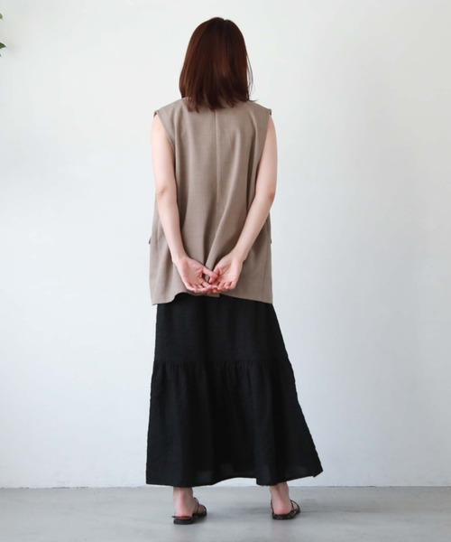 archives（アルシーヴ）の「ノーカラーダブルベスト（その他アウター・レディース・ブラック/ベージュ/モカ・MEDIUM）」の7枚目の写真