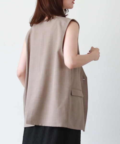 archives（アルシーヴ）の「ノーカラーダブルベスト（その他アウター・レディース・ブラック/ベージュ/モカ・MEDIUM）」の5枚目の写真