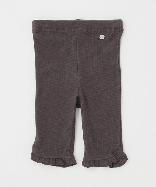 petit main（プティマイン）の「【接触冷感】裾フリルパンツ（レギンス/スパッツ・キッズ・チャコール/キナリ/ベージュ/ラベンダー/サックスブルー/オフホワイト・80ｃｍ/110cm/90cm/100cm/120cm/130cm）」の3枚目の写真