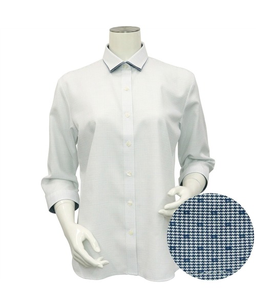 TOKYO SHIRTS(トウキョウシャツ)の「形態安定ノーアイロン ワイド衿 七分袖ビジネスワイシャツ(ビジネスシャツ・レディース・ライトグリーン・LL/S/M/L/XL)」の3枚目の写真