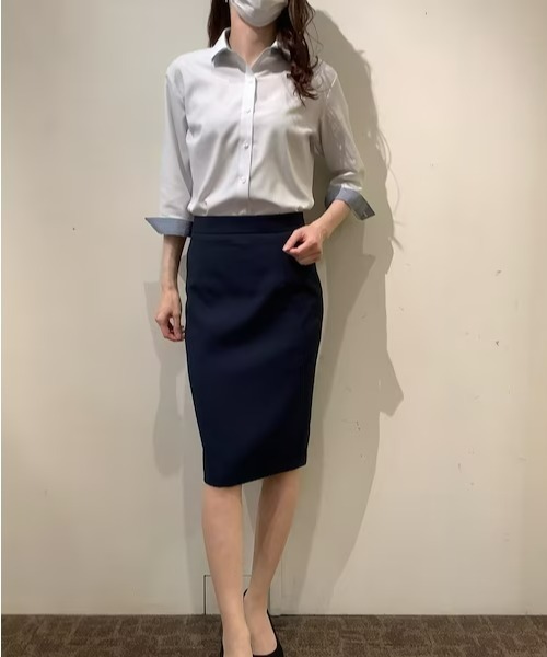 TOKYO SHIRTS(トウキョウシャツ)の「形態安定ノーアイロン ワイド衿 七分袖ビジネスワイシャツ(ビジネスシャツ・レディース・ライトグリーン・LL/S/M/L/XL)」の6枚目の写真