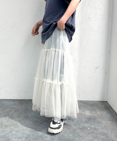 apres jour mignon（アプレジュールミニョン）の「2WAYティアードチュールスカート【ZOZOTOWN限定アイテム】（スカート・レディース・ブルー系その他/ブラック/アイボリー・X-LARGE/SMALL/MEDIUM）」の12枚目の写真