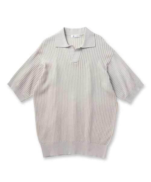 tk.TAKEO KIKUCHI（ティーケータケオキクチ）の「◆スキッパーニットポロシャツ（ポロシャツ・メンズ・ブラック/グレー・02/03）」の3枚目の写真