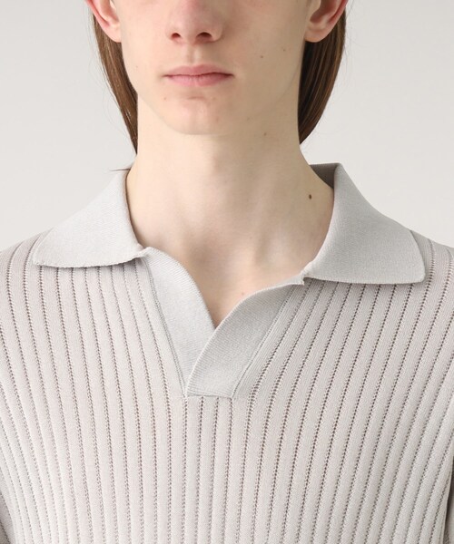 tk.TAKEO KIKUCHI（ティーケータケオキクチ）の「◆スキッパーニットポロシャツ（ポロシャツ・メンズ・ブラック/グレー・02/03）」の7枚目の写真
