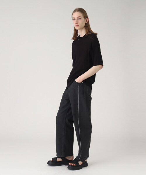 tk.TAKEO KIKUCHI（ティーケータケオキクチ）の「◆スキッパーニットポロシャツ（ポロシャツ・メンズ・ブラック/グレー・02/03）」の6枚目の写真