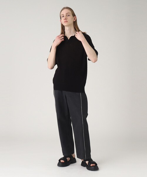 tk.TAKEO KIKUCHI（ティーケータケオキクチ）の「◆スキッパーニットポロシャツ（ポロシャツ・メンズ・ブラック/グレー・02/03）」の12枚目の写真