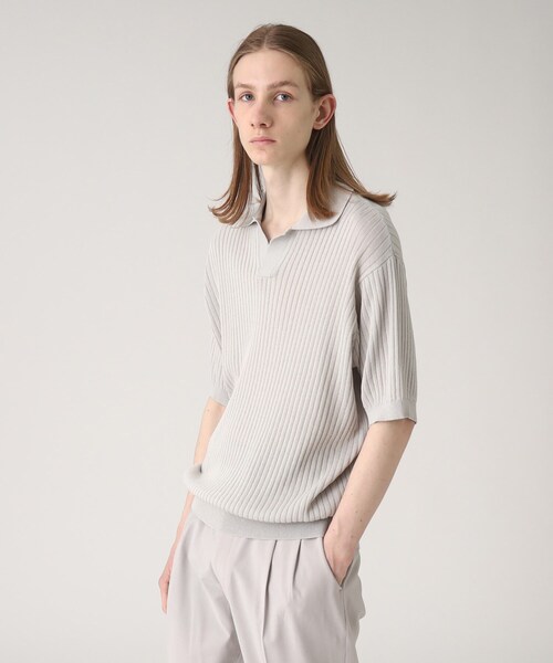 tk.TAKEO KIKUCHI（ティーケータケオキクチ）の「◆スキッパーニットポロシャツ（ポロシャツ・メンズ・ブラック/グレー・02/03）」の8枚目の写真