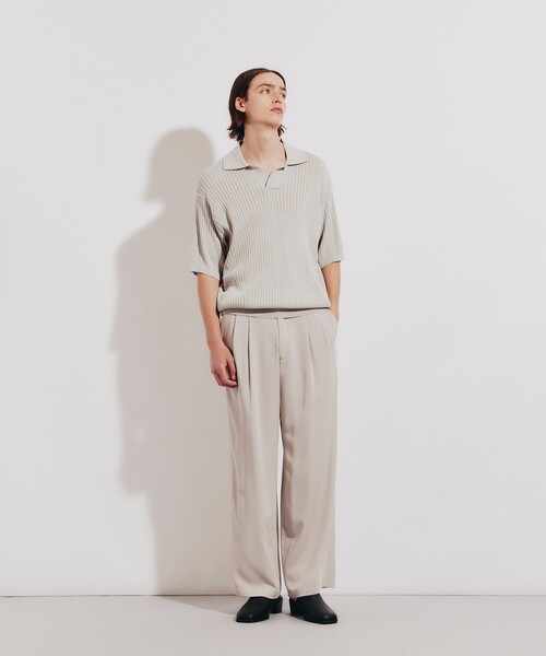 tk.TAKEO KIKUCHI（ティーケータケオキクチ）の「◆スキッパーニットポロシャツ（ポロシャツ・メンズ・ブラック/グレー・02/03）」の21枚目の写真