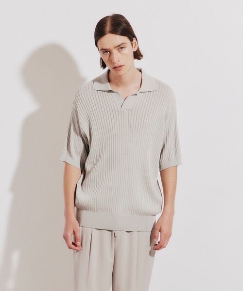 tk.TAKEO KIKUCHI（ティーケータケオキクチ）の「◆スキッパーニットポロシャツ（ポロシャツ・メンズ・ブラック/グレー・02/03）」の22枚目の写真