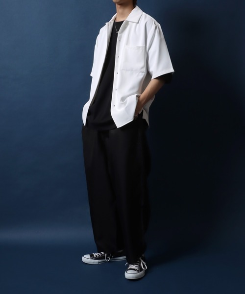 ANPAS(アンパス)の「2WAY Drape Twill Fabric Oversized Shirt/別注 2WAY ドレープツイル オーバーサイズ シャツ(シャツ/ブラウス・メンズ・ベージュ/ブラック/チャコール/ホワイト・L/LL/M)」の21枚目の写真