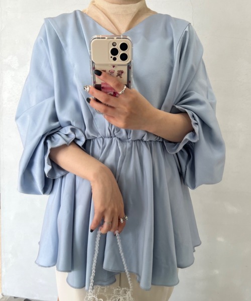 JUMELLE(ジュメロ)の「リリーペプラムブラウス(シャツ/ブラウス・レディース・ブルー/ピンク・FREE)」の1枚目の写真