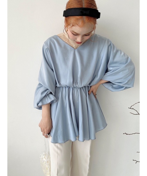 JUMELLE(ジュメロ)の「リリーペプラムブラウス(シャツ/ブラウス・レディース・ブルー/ピンク・FREE)」の8枚目の写真