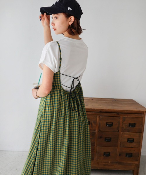 andme（アンドミー）の「バックオープンリボンキャミワンピース（ワンピース・レディース・イエロー/ブラック系/ブラック/イエロー×グリーン/ホワイト×ブラック/ブラウン系/グリーン系その他・FREE）」の7枚目の写真