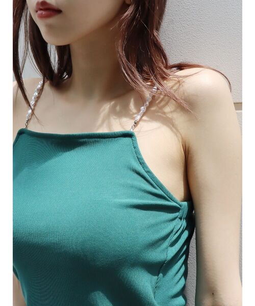 EVRIS(エヴリス)の「パールリブキャミソール(キャミソール・レディース・ブラック/ホワイト/グリーン・FREE)」の3枚目の写真