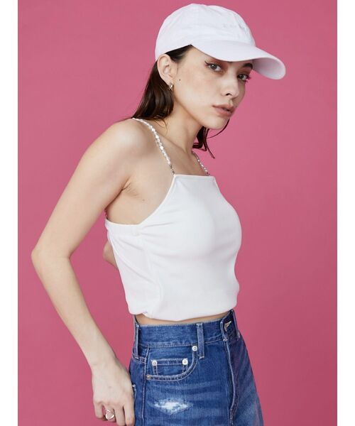 EVRIS(エヴリス)の「パールリブキャミソール(キャミソール・レディース・ブラック/ホワイト/グリーン・FREE)」の4枚目の写真