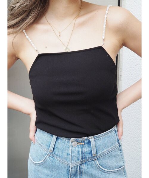 EVRIS(エヴリス)の「パールリブキャミソール(キャミソール・レディース・ブラック/ホワイト/グリーン・FREE)」の5枚目の写真