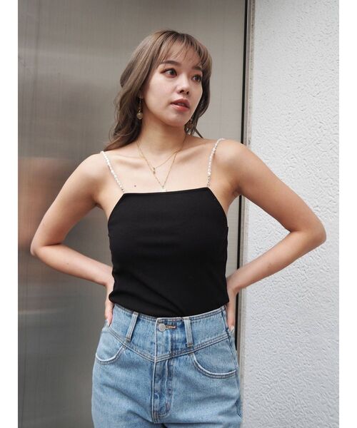 EVRIS(エヴリス)の「パールリブキャミソール(キャミソール・レディース・ブラック/ホワイト/グリーン・FREE)」の8枚目の写真